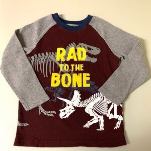 Garanimals Burgundy and Gray Dinosaur Long Sleeve Tee